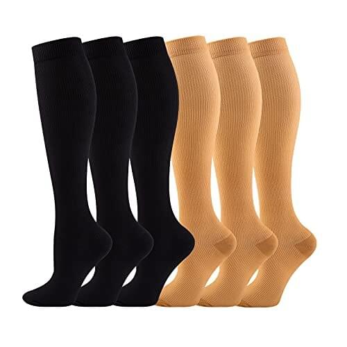 3/5/6 Pairs Compression Stocking Women Knee High 20-30mmHg Edema Diabetes Varicose Veins Running Sports Travel Compression Socks