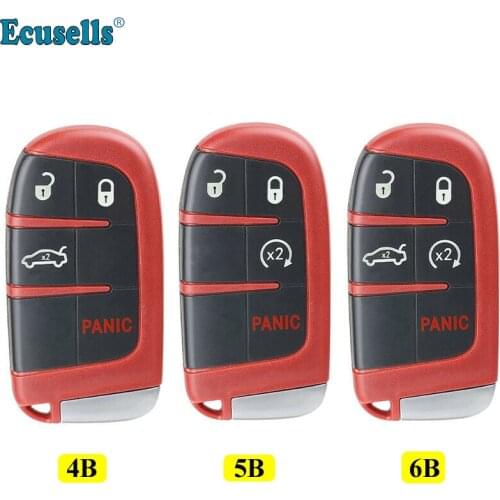 4 Buttons 5 buttons Replacement Remote Key Shell Case Fob for Chrysler Jeep Dodge 2011-2018 -Red