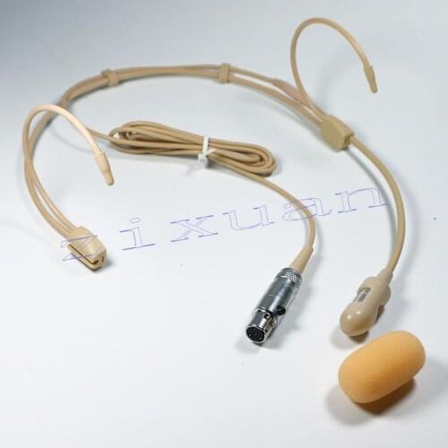 4PIN Beige Head Wearing Headset Headworn Conference Microphone Hypercardioid Mic For SHURE Wireless BodyPack Transmitter