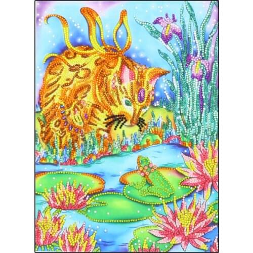 5D animal cat flower plant DIY special-shaped round diamond flower cross stitch Mosaic decorative paint home gift New Year gift