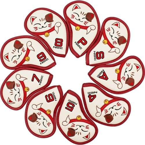 6/9/10/12 Pcs Golf Iron Cover PU Leather Golf Iron Headcover Waterproof closed-end Zipper Golf Iron Set Drop Ship