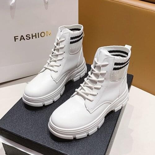 Gothic Black White Lolita Martin Boots Womens Autumn Winter Goth Vintage Retro British Fashion New Cosplay Student Short Boots