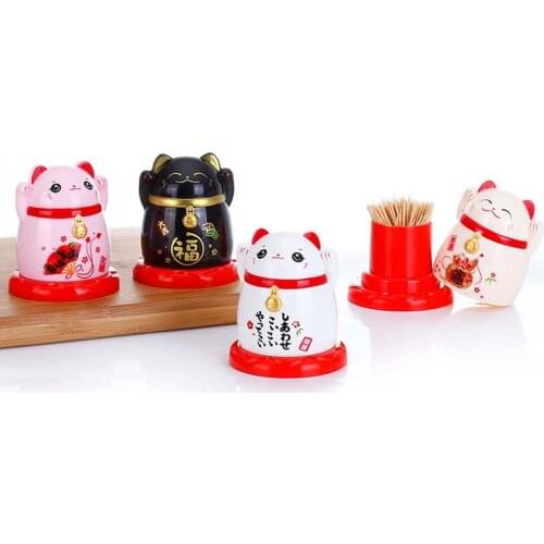 Household Toothpick Case Kitchen Accessories Lucky Cat Toothpick Dispenser Box Holder Living Room Cartoon Panda Toothpick Box