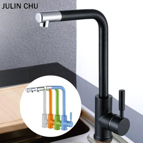 Black Kitchen Sink Faucet Orange Green 360 Degree Rotation Kitchen Faucets Brass Beige Blue Hot and Cold Water Mixer Tap Antique