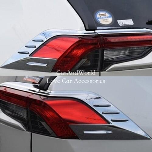 Door Rear Light Cover Tail Spoilers Window Wing Frame Trims For TOYOTA RAV4 RAV 4 2019 2020 Carbon Fibre Sticker Car Accessories
