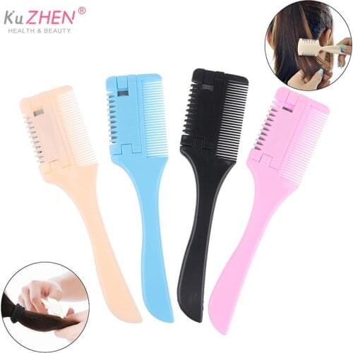 Double Sides Hair Cutting Comb Hair Brushes with Razor Blades Hair Trimmer Cutting Thinning Barber Tool Hair Salon Styling Tool