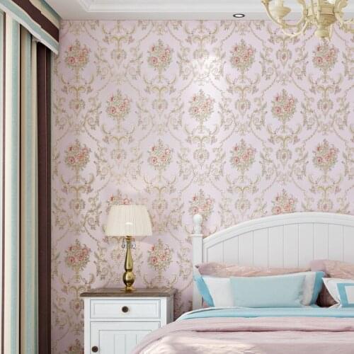 European Pastoral Floral Wallpaper 3d Elegant Self Adhesive Murals Pink Flower Wall Papers Stickers Bedroom Walls Decor J099