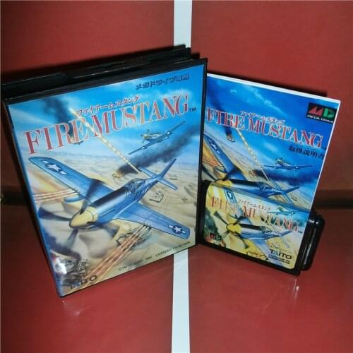 Fire Mushtang Japan Cover with Box and Manual for MD MegaDrive Genesis Video Game Console 16 bit MD card