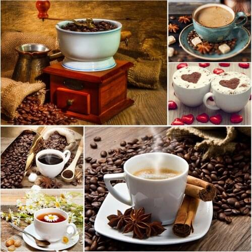 5D DIY Diamond Painting Coffee Square/Round Diamond Embroidery Cross Stitch Kit Rhinestone Picture Mosaic Home Decoration Gift