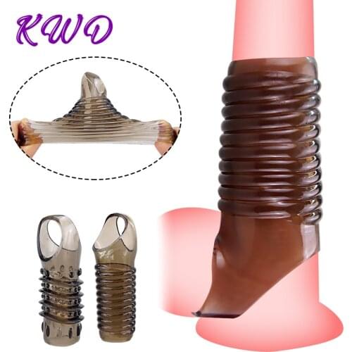 Penis Delay Ejaculation Ring Dildo Girth Enhancer Vagina Condom Ribbed Multi Functional Cocks Delay Ring Sleeve For Men