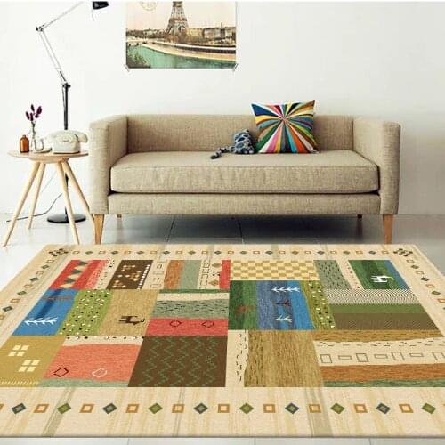 American Country Style Living Room Carpet Small Fresh Yellow-Green Geometric Decoration Bedside Rug Kids Room Area Floor Mats