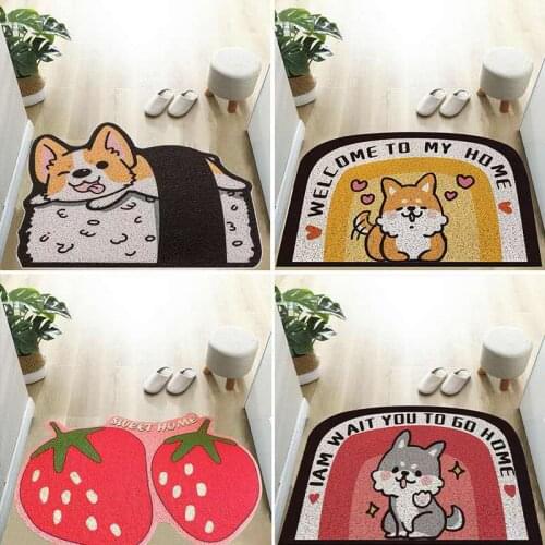 Cartoon Animal Welcome Mat Sand Scraping Door Entrance Hallway Bath Non-Slip Rug Dust Removal Carpet Wire Loop Footpad Doormat