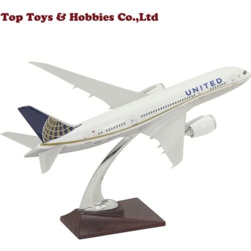 1/130 Scale Boeing B787 Aircraft Model US United Airlines 43cm Airplane Toy With Lamp Toy Gift Collectible