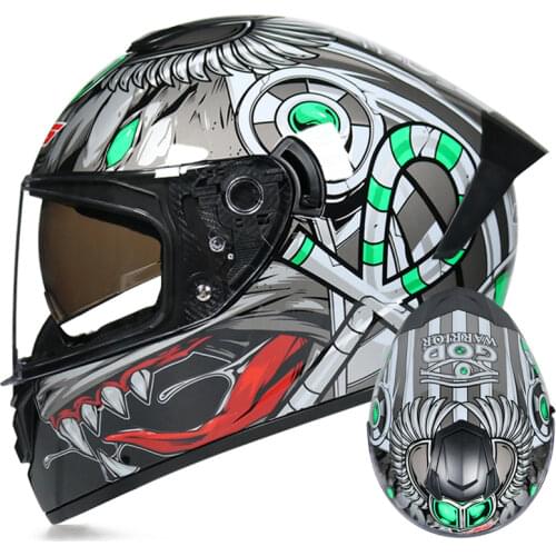 Full Face Helmets Scooter Racing Riding for Men Women Antifog Len Waterproof Anticollision DOT Approved Green Magic Pattern