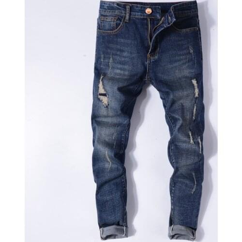 2021 Men Jeans Biker Retro Street Comfort Trousers Casual Stretch Slim Denim Pants Male Pantalones Hombre