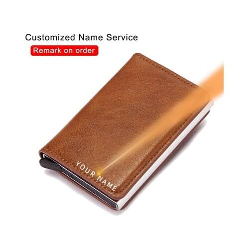 Rfid Blocking Protection Men id Credit Card Holder Wallet Leather Metal Aluminum Business Bank Card Case Credit Card Cardholder