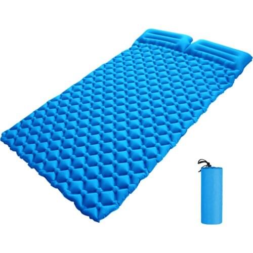 Inflatable Double Sleeping Pad with Pillow 2 Person Camping Air Mattress Sleeping Bag Mattress Mat Pad for Tent Outdoor Hiking