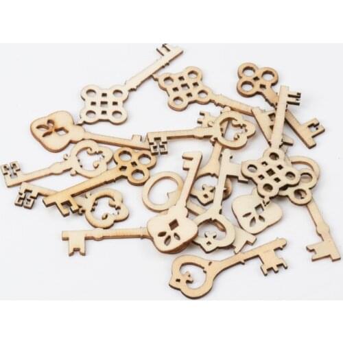 Natural Wood Color Key Wooden Pattern Scrapbooking Art Collection Craft for Handmade Accessory Sewing Home 43x17mm MZ142-FD