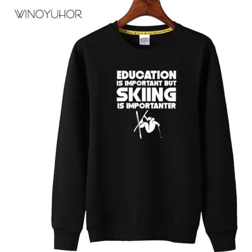 Education Is Important But Skiing Is Importanter Sweatshirts Children Casual O-neck Pullover Baby Boys Girls Clothes Sport Tops