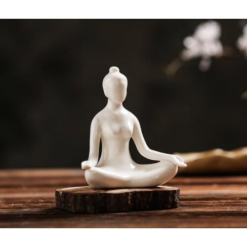 Chinese Za-Zen Simple Art Ceramic Yoga Modern Minimalist Home Decoration Figure Statue Desktop Ornaments Office Fengshui DHYY03