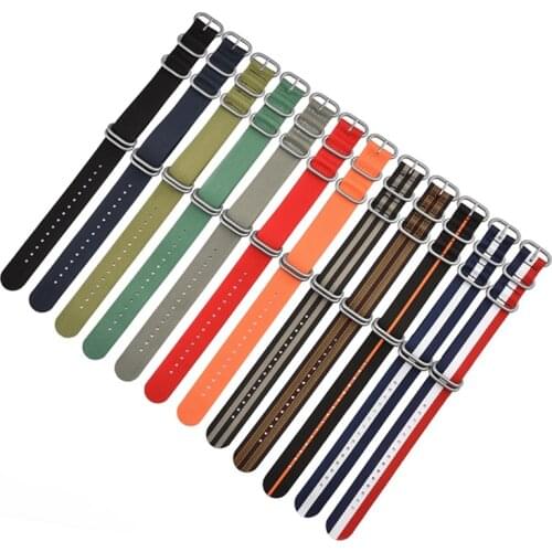 Nylon NATO Watchband Heavy Duty Nylon Canvas Strap 20mm 22mm Striped Fashion Replacement Watch Band Top Quality