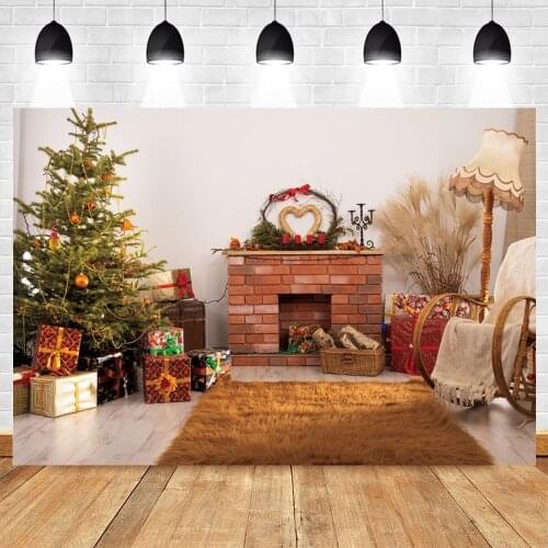 Christmas Backdrop Fireplace Tree Room Baby Portrait Vinyl Photography Background For Photo Shoot Photozone Photophone Decor