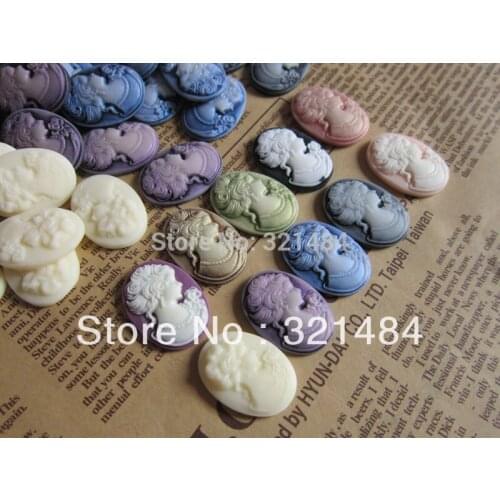 Mixed Free shipping Oval 18x25mm Vintage Resin Lady Cameos Cabochons for Earring Bracelet Ring Necklace Pendants diy