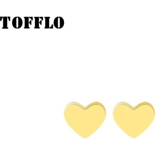 TOFFLO Stainless Steel Jewelry Mini Heart-Shaped Love Little Peach Heart Earrings Female Sweet Earrings BSF418