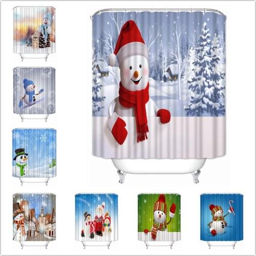 Musife Custom christmas snowman Shower Curtain Waterproof Polyester Fabric Bathroom With Hooks DIY Home Decor