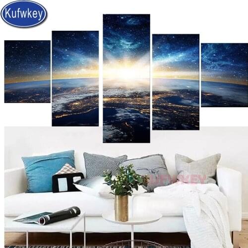 Earths Galaxy diamond painting 5 pcs Cross Stitch Diamond Embroidery sale mosaic diamond picture full drill square rhinestone ar