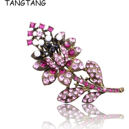 Women Wedding Jewelry Engagement Brooches Ladies High Quality Silver Plated with Rhinestone Crystal Leaf Style Brooch Jewellery