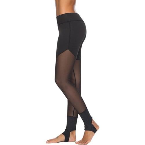 Womens Sexy Mesh Panel High Waist Leggings Yoga Pants Workout Leggings Slimming Compression Fit Pants