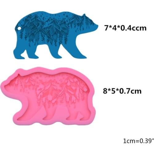 Epoxy Resin Mold Forest Bear Keychain Silicone Mould DIY Craft Polymer Clay Tool