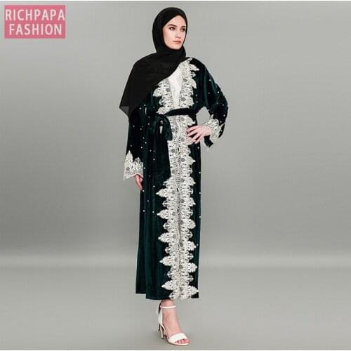 Velvet Dubai Abaya Kimono Turkey European Islam Clothing Abayas For Women Robe Musulman De Mode Fashion Cardigan Ropa De Mujer