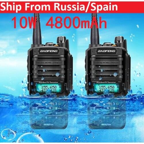 2PCS 10W 4800mah Waterproof walkie talkie baofeng UV-9r plus Cb radio long range talkies for car hunting amateur radio раци