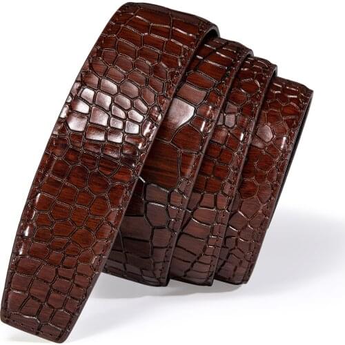 3.5cm Wide Cowskin Genuine Leather Belts for Automatic Buckle Luxury Crocodile Belt without Buckle Red Blue Green Leather Belts