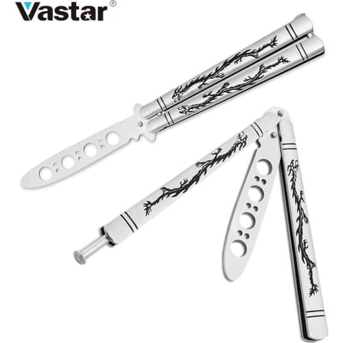 3Cr13 Stainless Steel Butterfly Knife Trainer Balisong Butterfly Outdoor Training Knife Game Knife No Edge Dull Tool 56HRC
