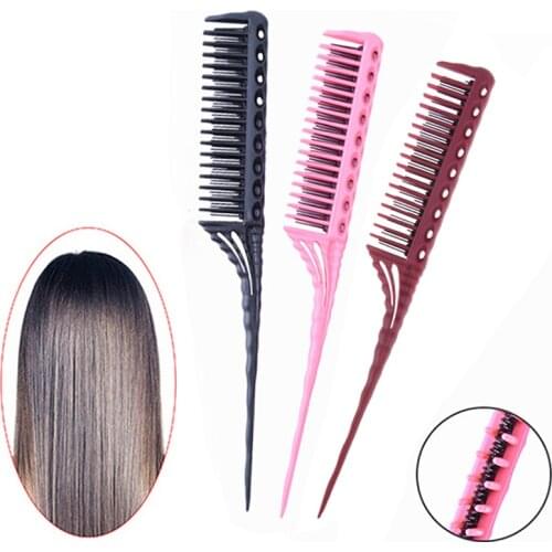 3-Row Teeth Teasing Comb Detangling Brush Tail Comb Adding Volume Back Coming Hairdressing Combs Hairbrush 3 Colors