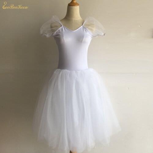 Ballerina 4 Layers Professional Ballet Costume Adult White 37-68cm Long Dress Women Ballet Dance Dress Girls Ballet Tutu Dress