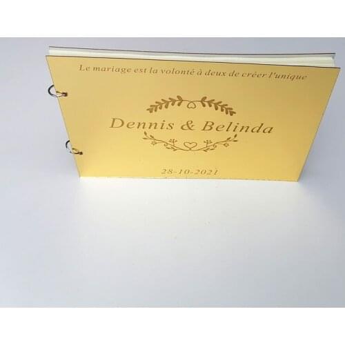 A4 Size Laser Engrave Styles Custom Wedding Signature Guest Book Personalized Mirror Cover Empty White Blank Pages Pary Decor