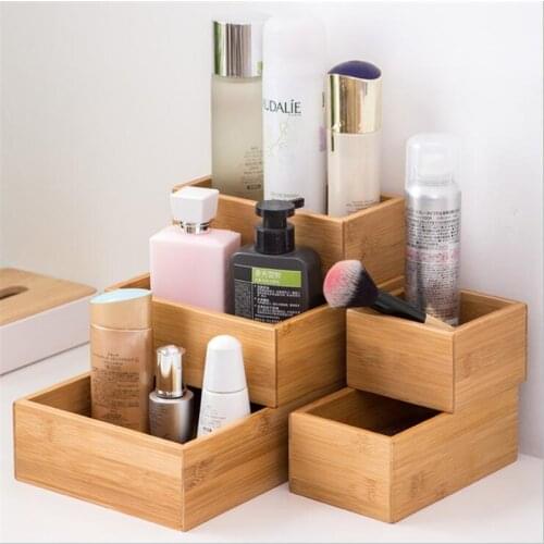 Bamboo Box 5pcs/set Multi Function Makeup Organizer Space Saving Kithen Bathroom Storage