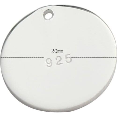 Beadsnice Silver 925 Round Tags Engrave Pendant Charms Personalized For Bracelet Necklace 20mm ID 39175