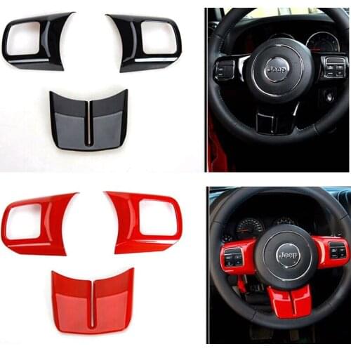 Free shipping Fashion Steering Wheel Cross Cover Trim Molding Interior Accessories ABS For Jeep Wrangler jk 2007 - 2016