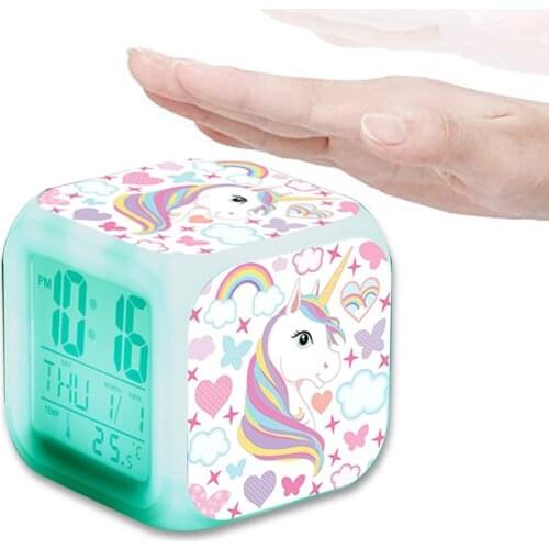 Unicorn Alarm Clock часы настольные LED Digital Clock 7 Night Light Desk Clock Temperature despertador infantil Children Gift
