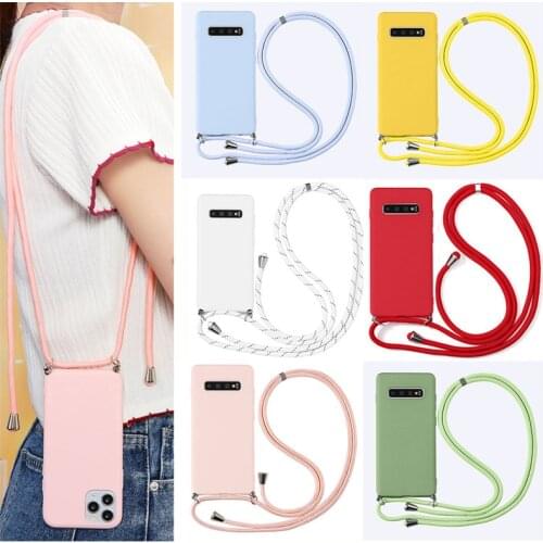 Necklace Lanyard Strap Case For Samsung Galaxy A21S A50 A51 A70 A71 A20 A30 A20E A31 A40 A91 S8 S9 S10 S10E S20 FE Plus TPU Etui