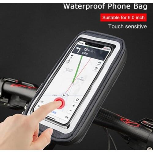 6.0 inch Waterproof Bicycle Phone Holder Stand Motorcycle Handlebar Mount Bag Cases Universal Bike Scooter Cell Phone Bracket