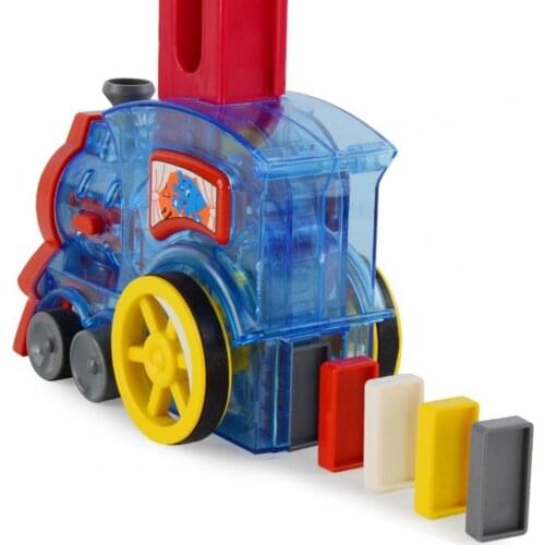 Kids Electric Domino Train Light Music Automatic Building Blocks Puzzle Toys