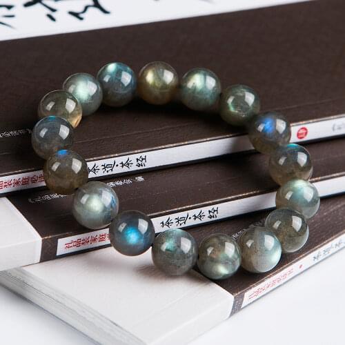 Natural Blue Light Labradorite Crystal Round Beads Bracelet Women Men Healing Fashion 11mm 12mm 13mm 14mm AAAAA