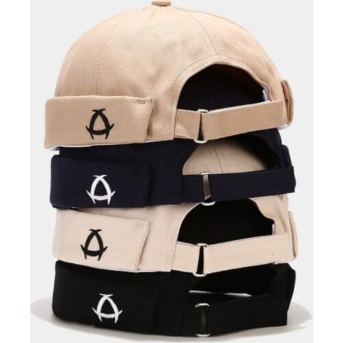 Men Women Skullcap Sailor Cap Embroidery Warm Rolled Cuff Bucket hip pop Cap Brimless Hat Adjustable Cotton Hats