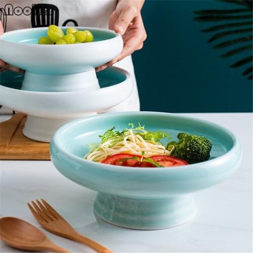 Ceramic Dessert Dried Fruit Plate Modern Living Room Snack Dish Celadon Cake Tray Wedding Dinner Table Display Plate Tableware